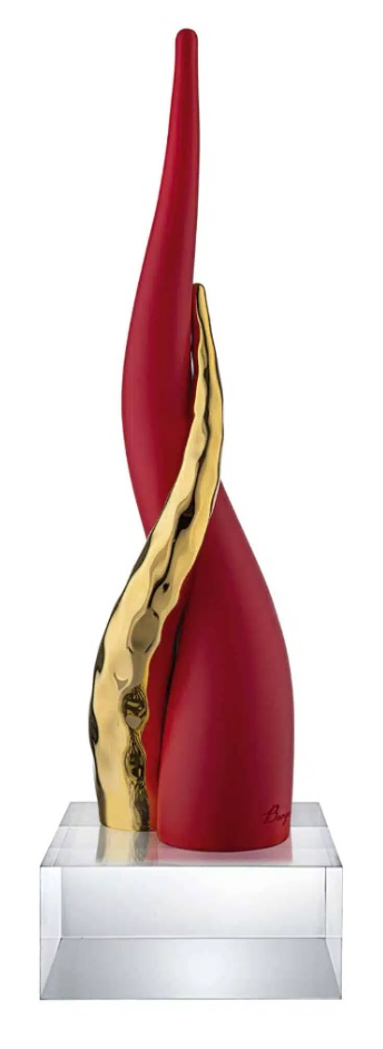 Corni oro/rosso su base cristallo - H.20 cm - Bongelli